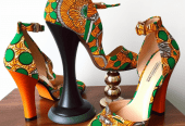 Lady’s Heel Shoes in African Fabric