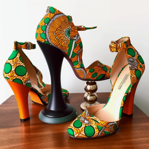 Lady’s Heel Shoes in African Fabric