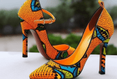 Lady’s Heel Shoes in African Fabric