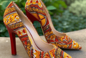 Lady’s Heel Shoes in African Fabric