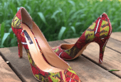 Lady’s Heel Shoes in African Fabric