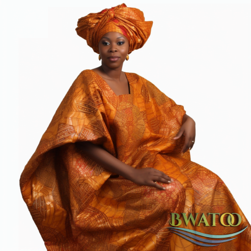 Boubou Élégant en Bazin Riche – L’Écho de la Mode Africaine Authentique